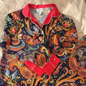 Colorful Paisley Pajama Set with Hot Pink Accents